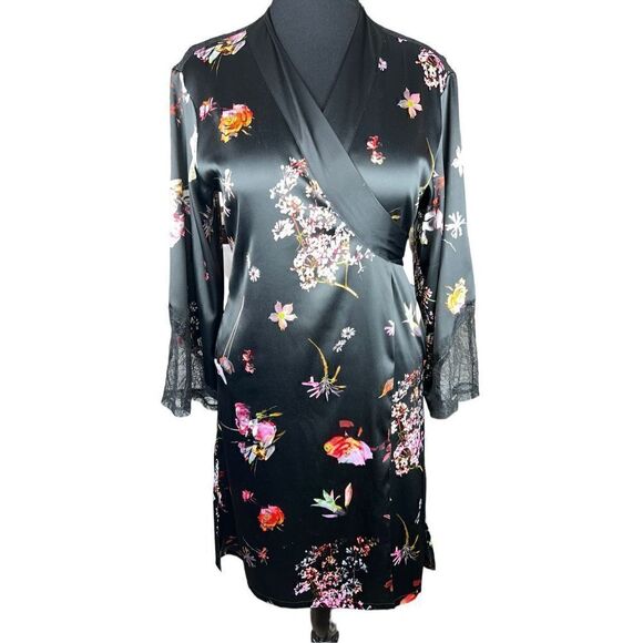 Victorias secrets VS floral black lace chantilly kimono robe M/L sexy - Picture 4 of 9
